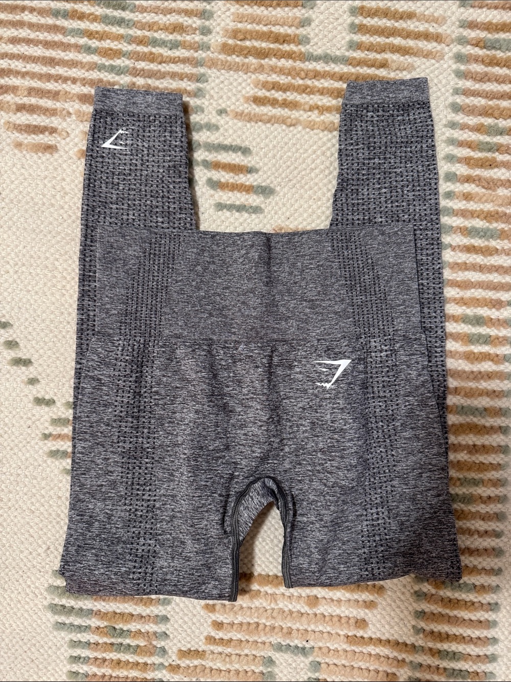Gymshark Women's Charcoal Seamless Leggings with White Logo